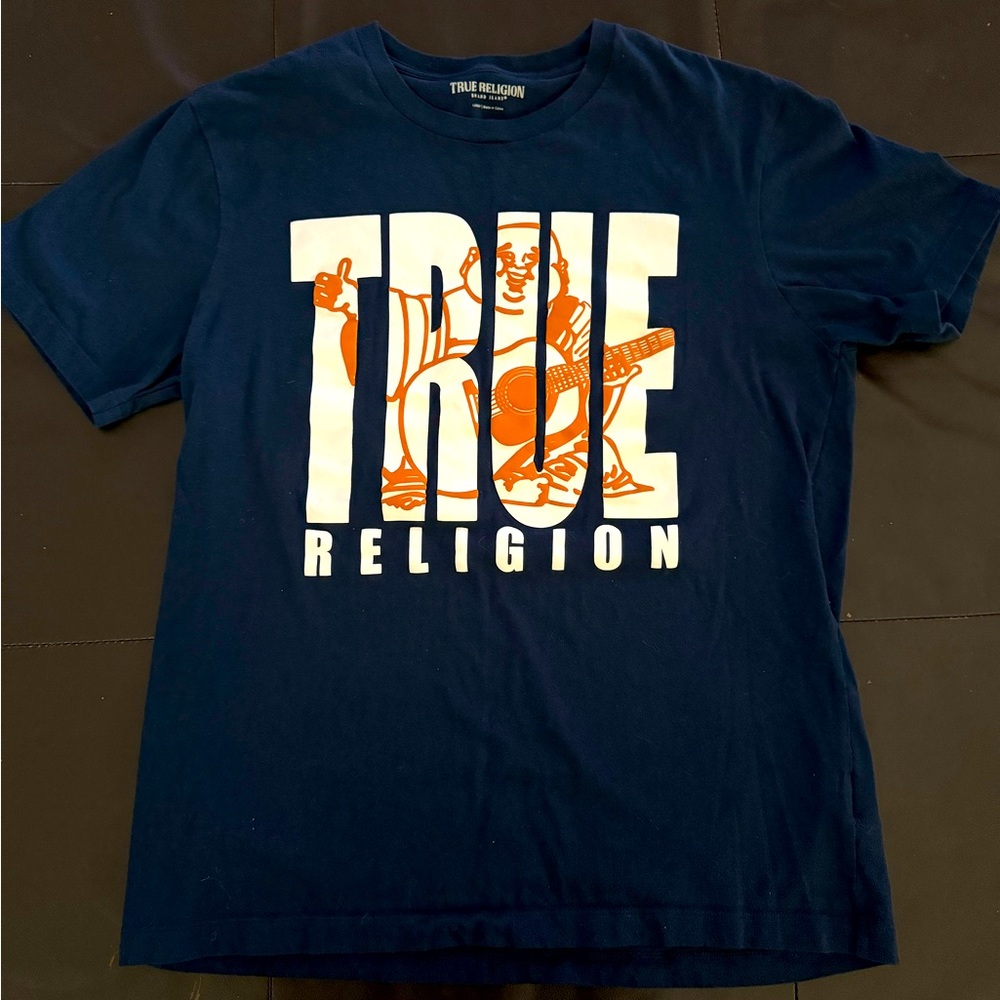 True Religion T Shirt Navy LARGE